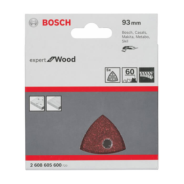 5 ניירות ליטוש Bosch למלטשת משולשת 93 מ״מ גרעין 60