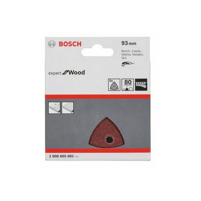 5 ניירות ליטוש Bosch למלטשת משולשת 93 מ״מ גרעין 80