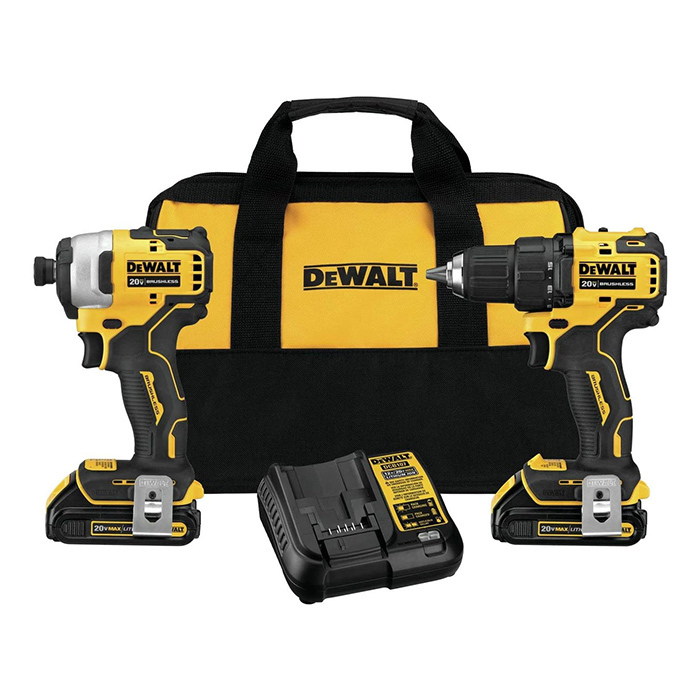 סט 2 כלים נטענים DeWalt עם 2 סוללות 1.5 אמפר סדרת Atomic