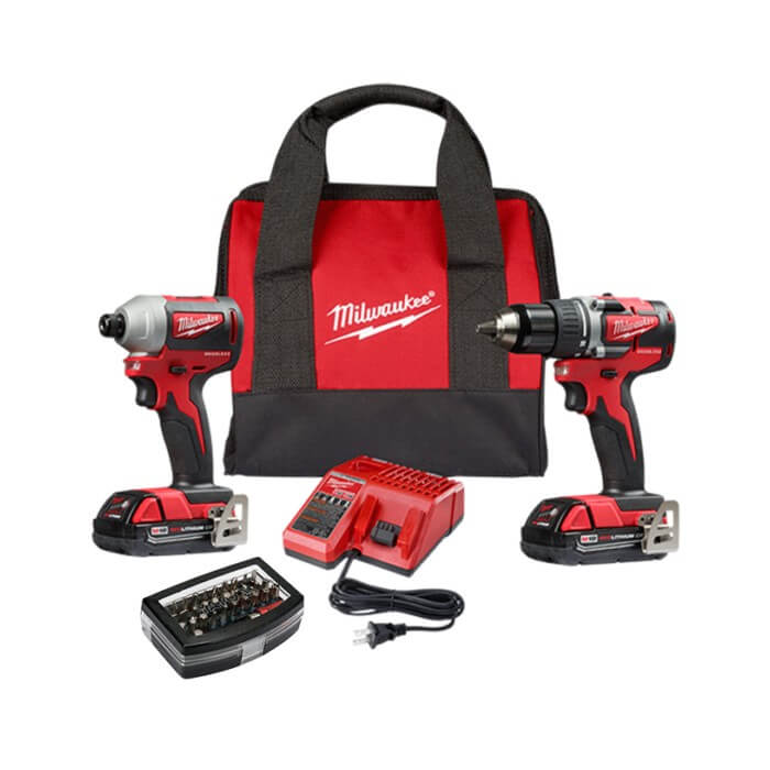 סט 2 מברגות נטענות Milwaukee 18V דגם 2892-22CT עם סט ביטים מתנה!