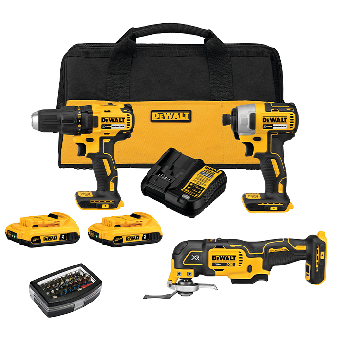 סט 3 כלים נטענים DeWalt 20V דגם DCK379D2 עם סט ביטים במתנה!