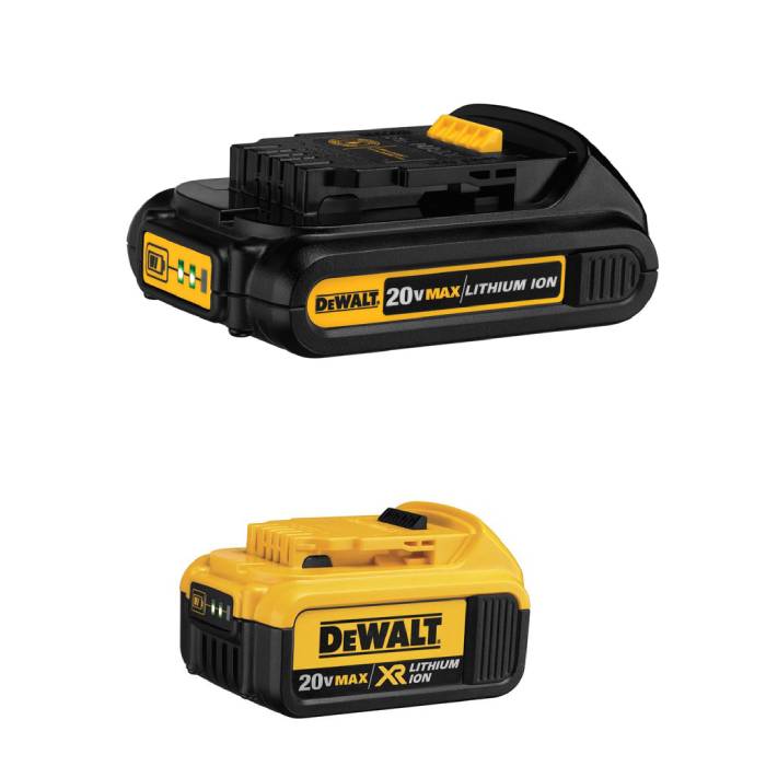 זוג סוללות DeWALT דגמים DCB201 + DCB204