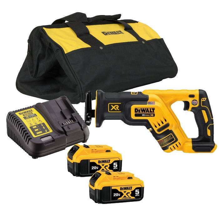 מסור חרב נטען 20V  DCS367B  DeWALT כולל 2 סוללות 18/20V 5A מטען ותיק