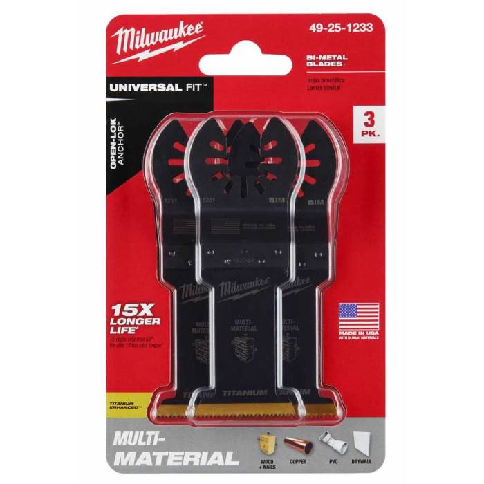 סט להבים למולטיטול milwaukee 49-25-1233