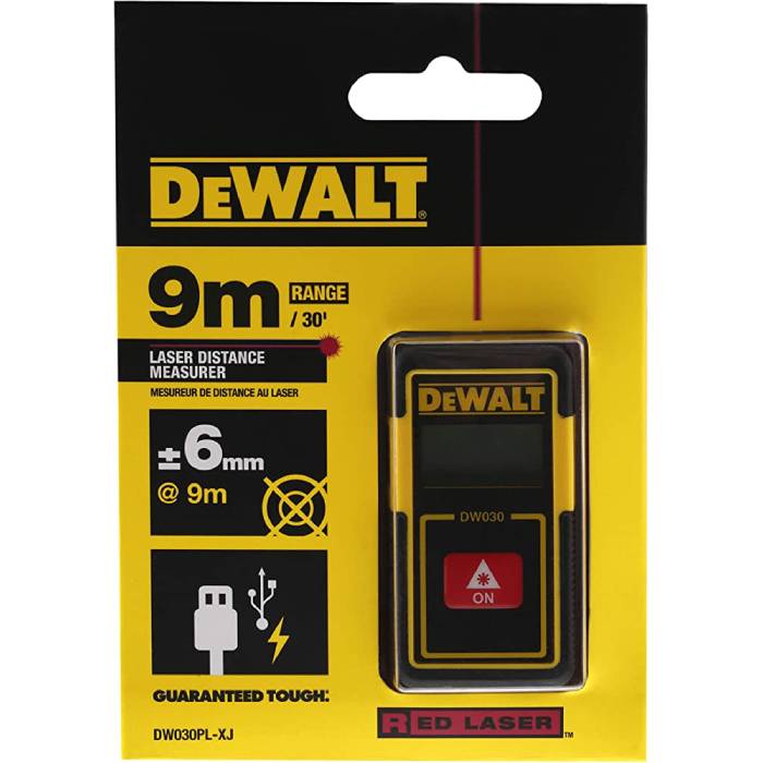 מד טווח לייזר 9מטר DEWALT DW030PL